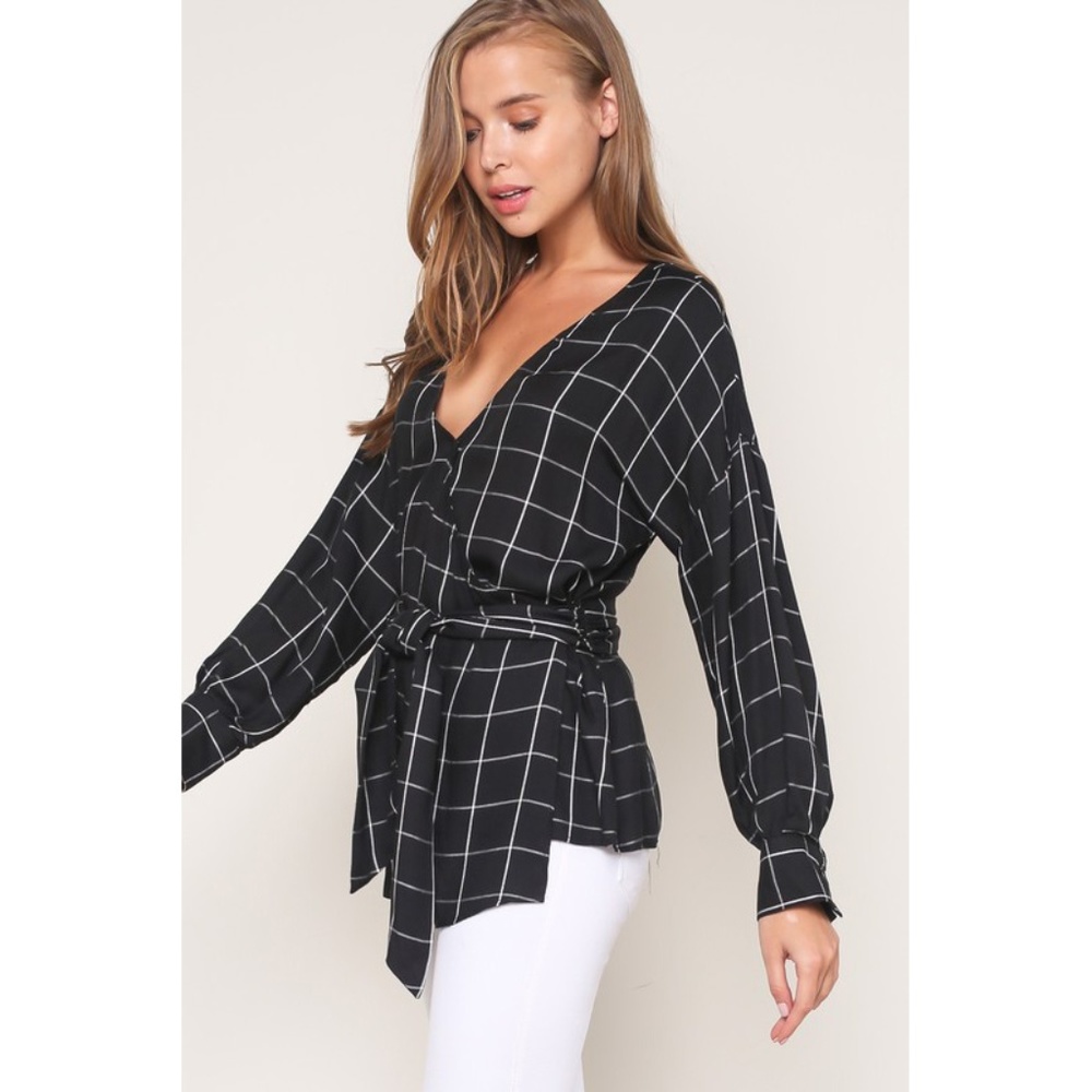 Black Plaid Blouse